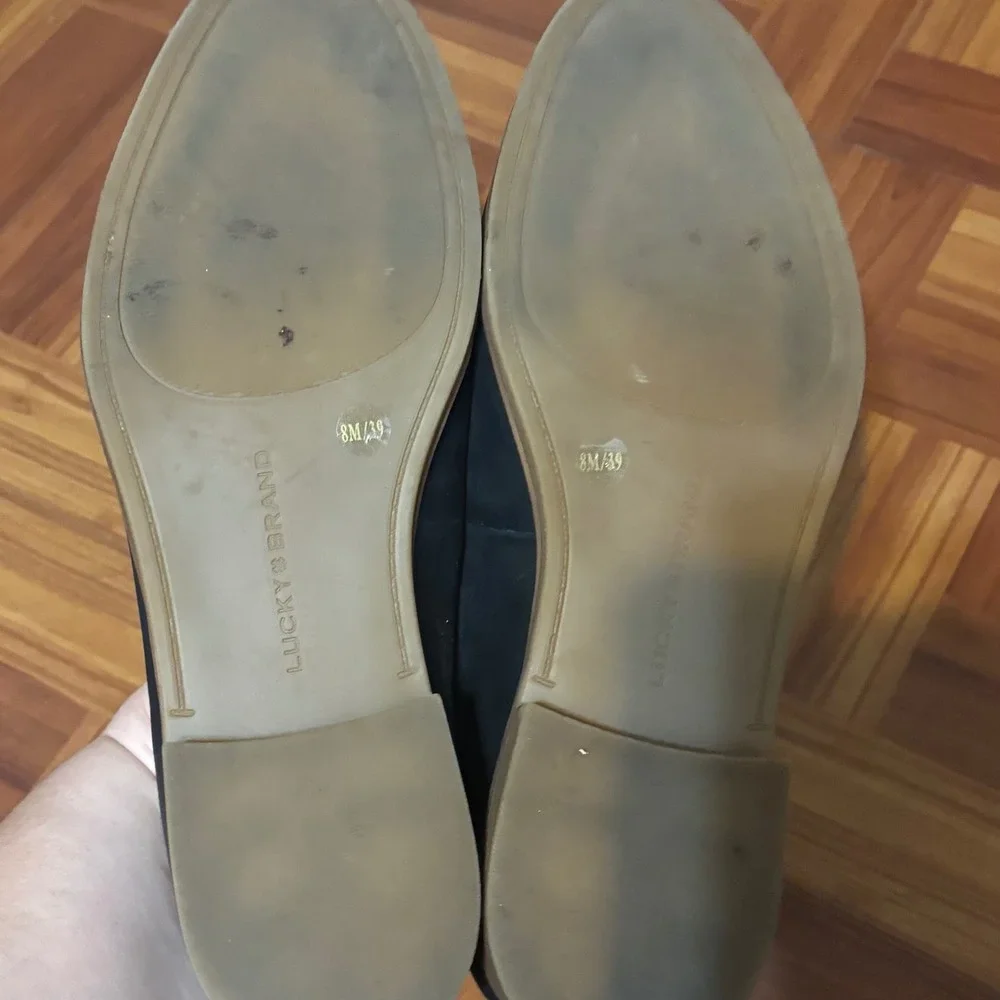 Lucky Brand Fiana Black Leather Loafers Flats Womens 8M  Professional‎